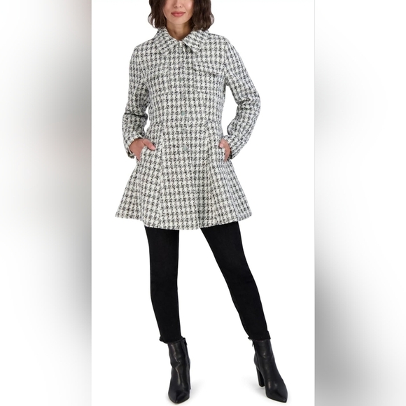 Laundry By Shelli Segal Women's Black and White Houndstooth Coat Size XL - Picture 1 of 10